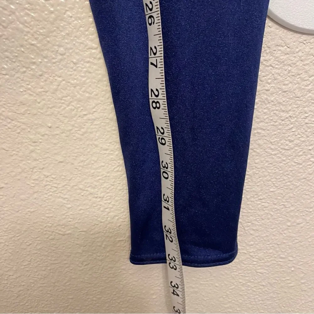Kelle dance 2 piece blue mesh flocked crop top leggings pants light switch MA